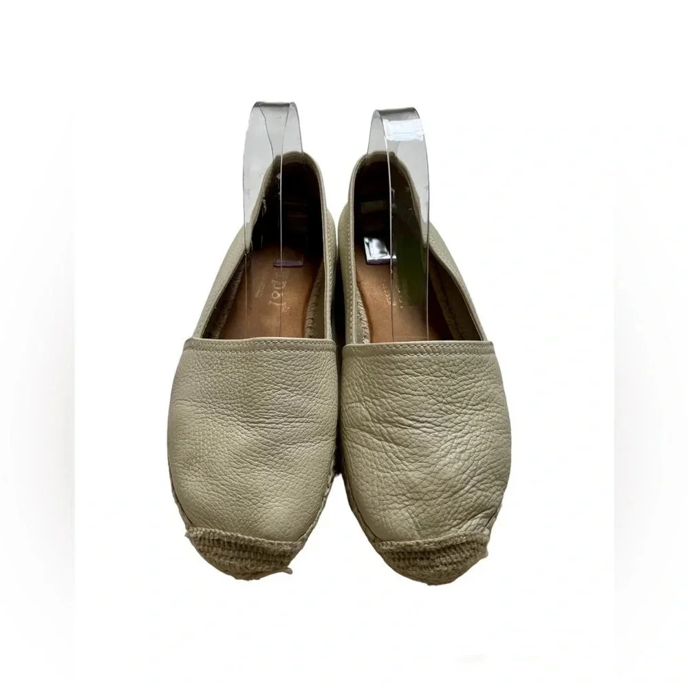 Maypol Selena Women's Nude Beige Pebbled Leather Espadrille Shoes Size EUR 39